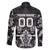 Personalized All Black Family Matching Off The Shoulder Long Sleeve Dress and Hawaiian Shirt New Zealand Rugby Mascot Maori