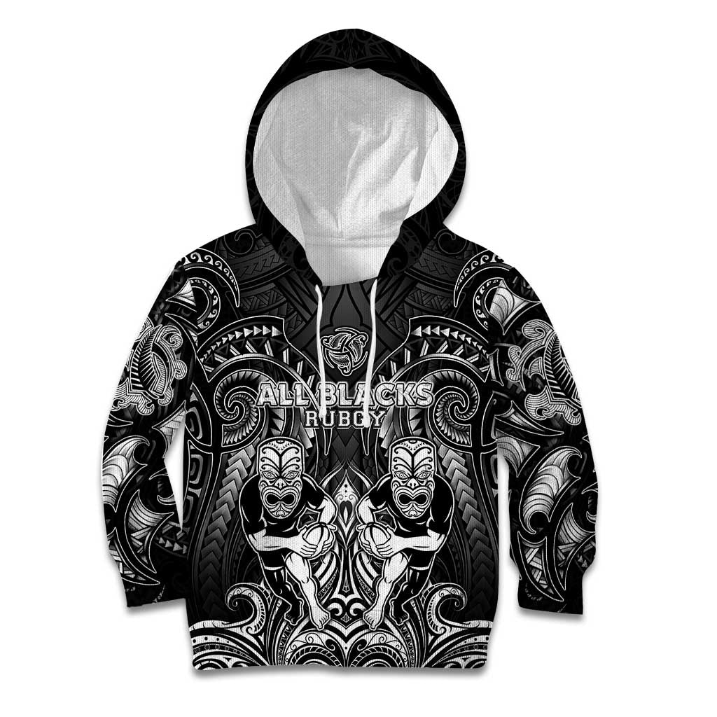 Personalized All Black Kid Hoodie New Zealand Rugby Mascot Maori