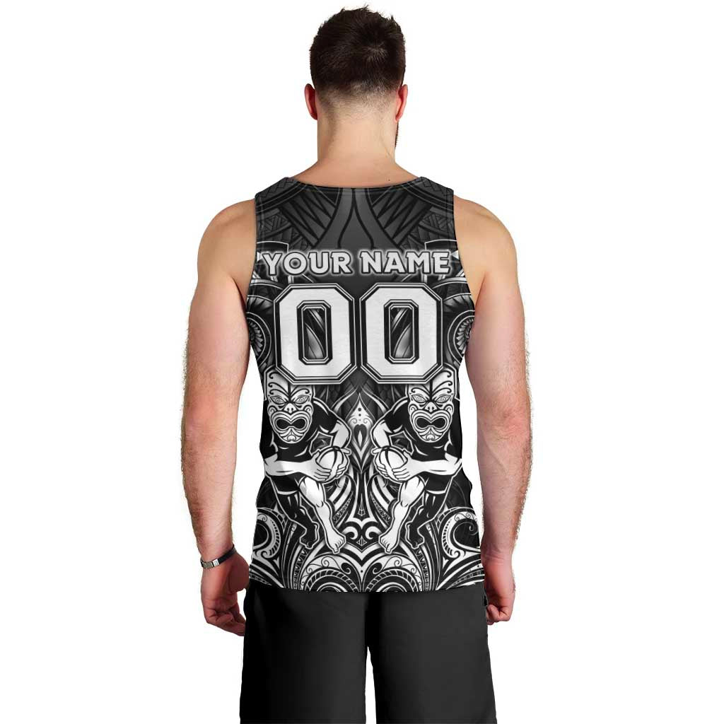 Personalized All Black Men Tank Top New Zealand Rugby Mascot Maori