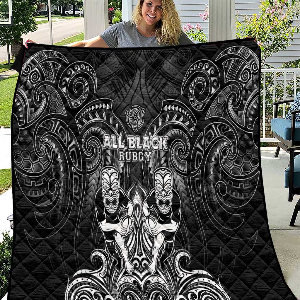 All Black Quilt New Zealand Rugby Mascot Maori DT02 Black - Polynesian Pride