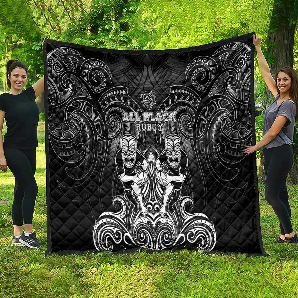 All Black Quilt New Zealand Rugby Mascot Maori DT02 - Polynesian Pride