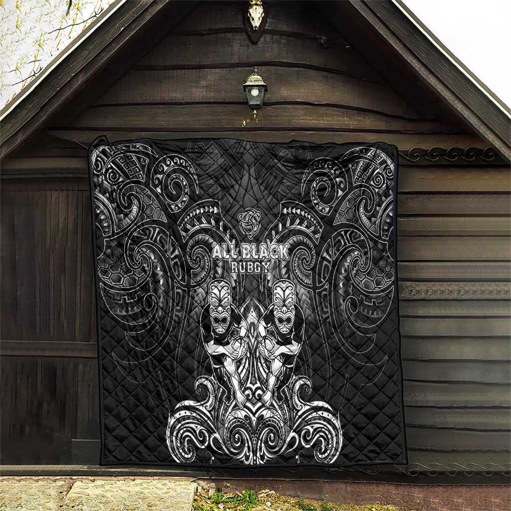 All Black Quilt New Zealand Rugby Mascot Maori DT02 - Polynesian Pride