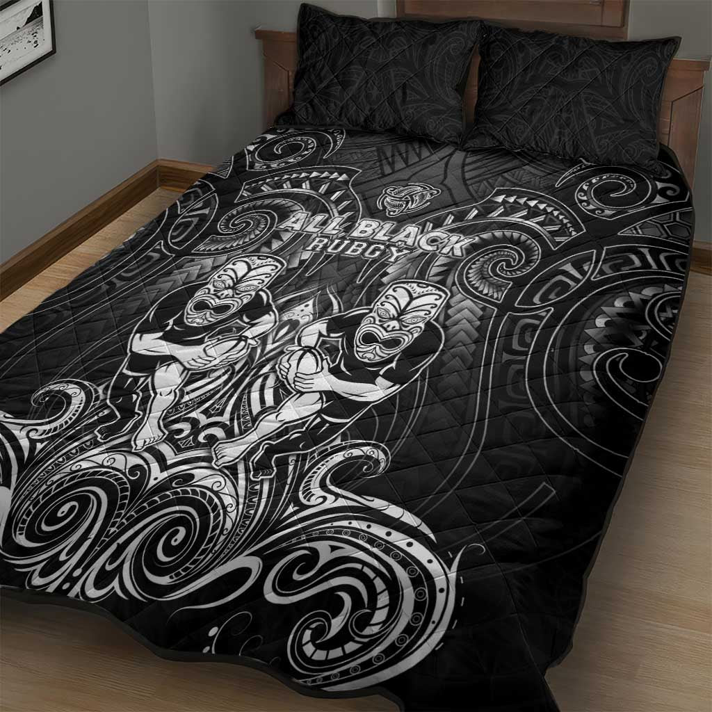 All Black Quilt Bed Set New Zealand Rugby Mascot Maori DT02 - Polynesian Pride
