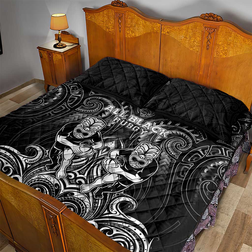 All Black Quilt Bed Set New Zealand Rugby Mascot Maori DT02 - Polynesian Pride