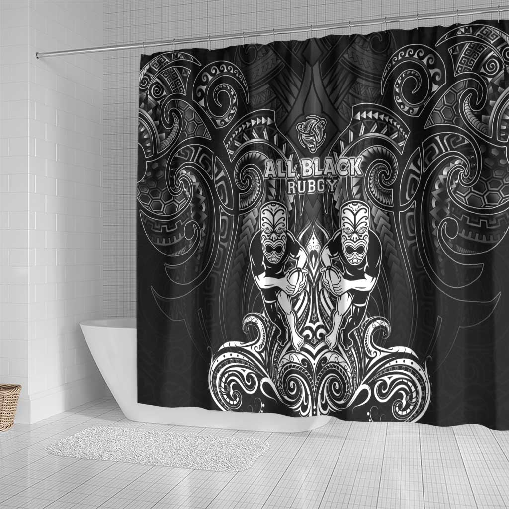 All Black Shower Curtain New Zealand Rugby Mascot Maori