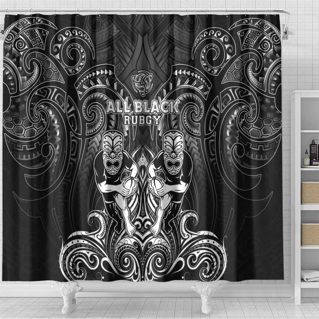 All Black Shower Curtain New Zealand Rugby Mascot Maori