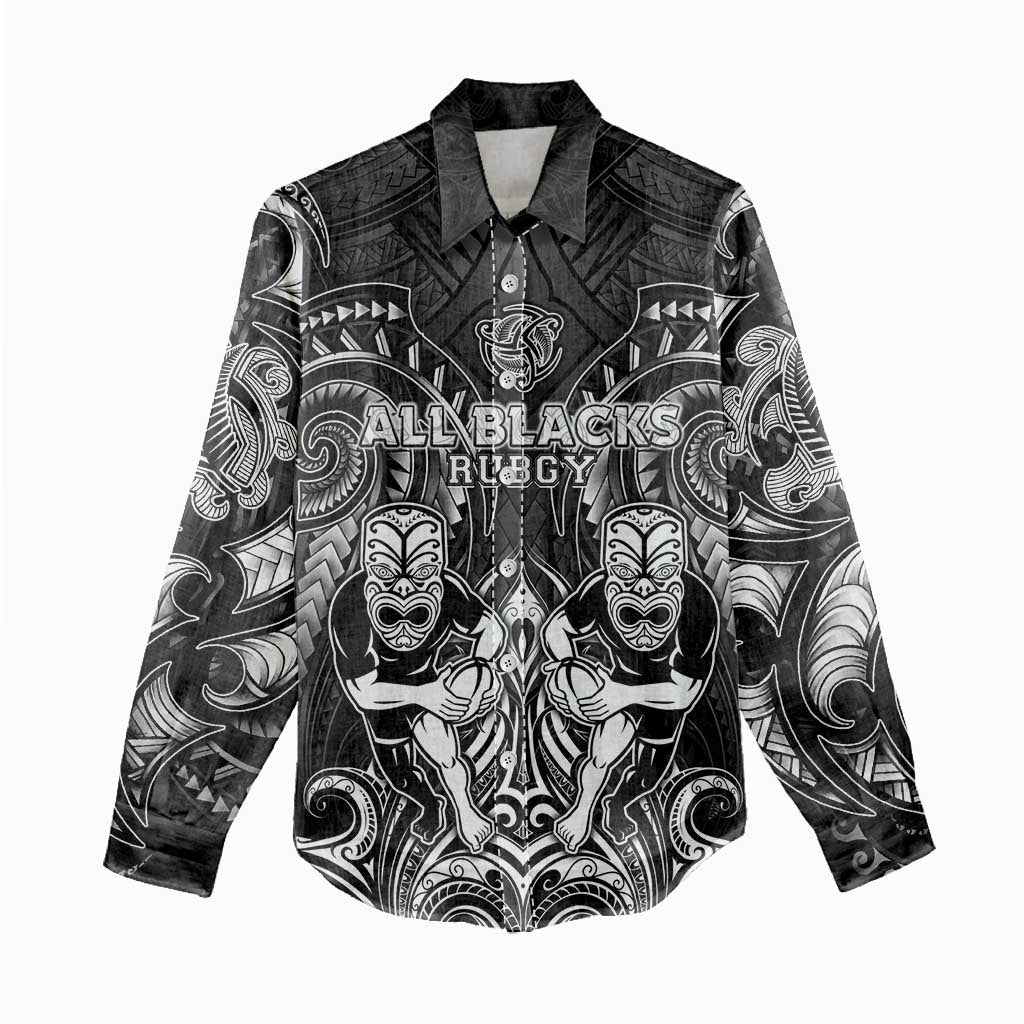 Personalized All Black Women Casual Shirt New Zealand Rugby Mascot Maori DT02 - Polynesian Pride