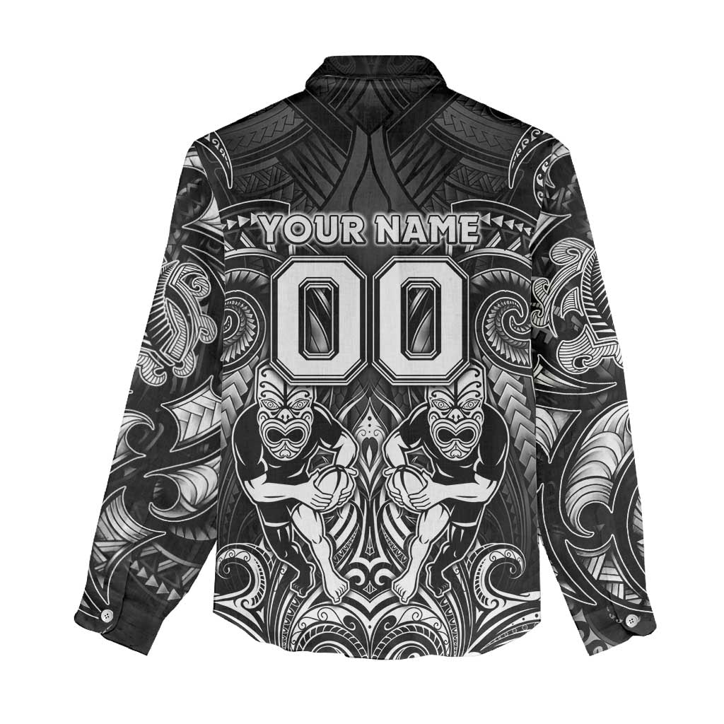 Personalized All Black Women Casual Shirt New Zealand Rugby Mascot Maori DT02 - Polynesian Pride