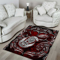 New Zealand Aotearoa Rugby Area Rug Maori Fern Tattoo Art