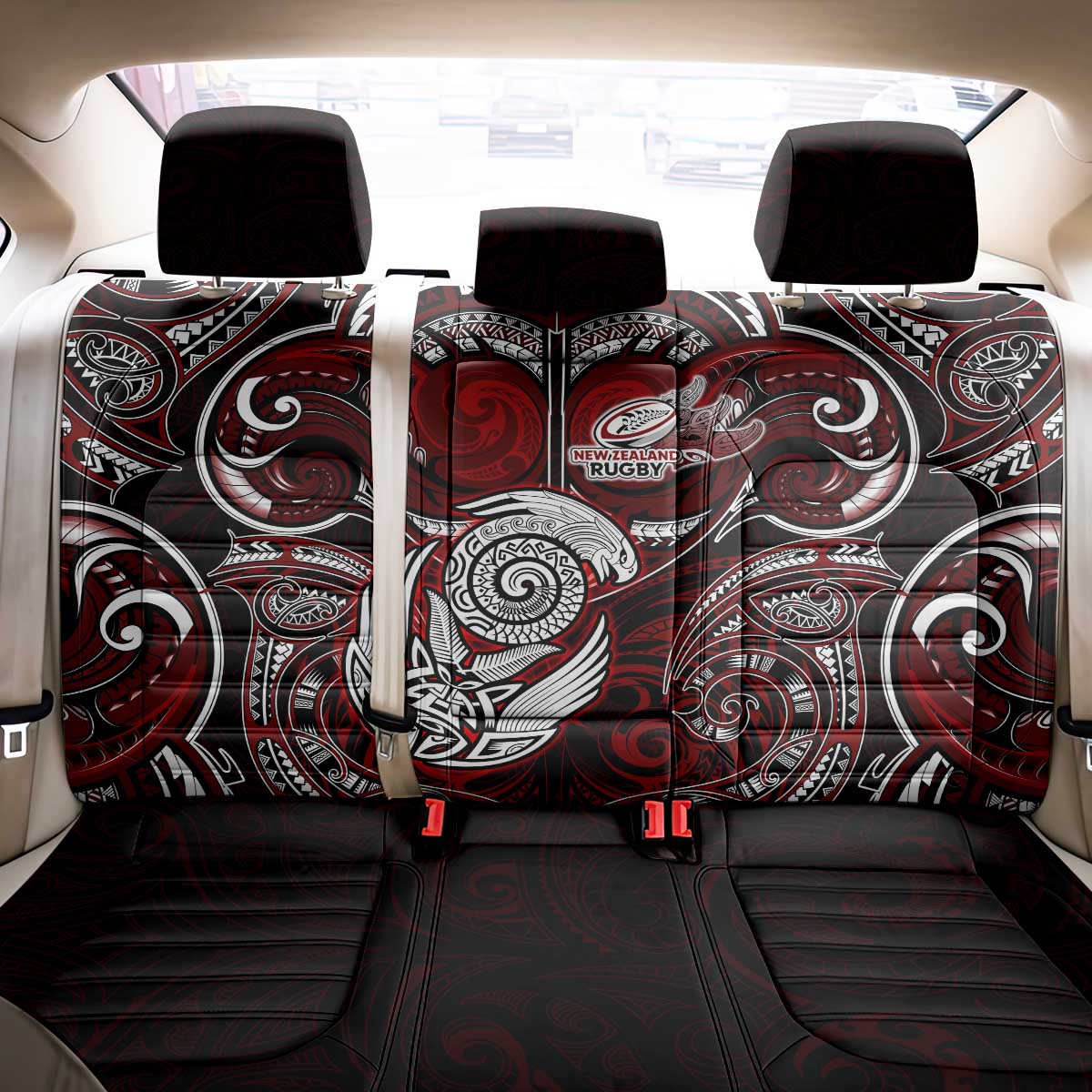 New Zealand Aotearoa Rugby Back Car Seat Cover Maori Fern Tattoo Art