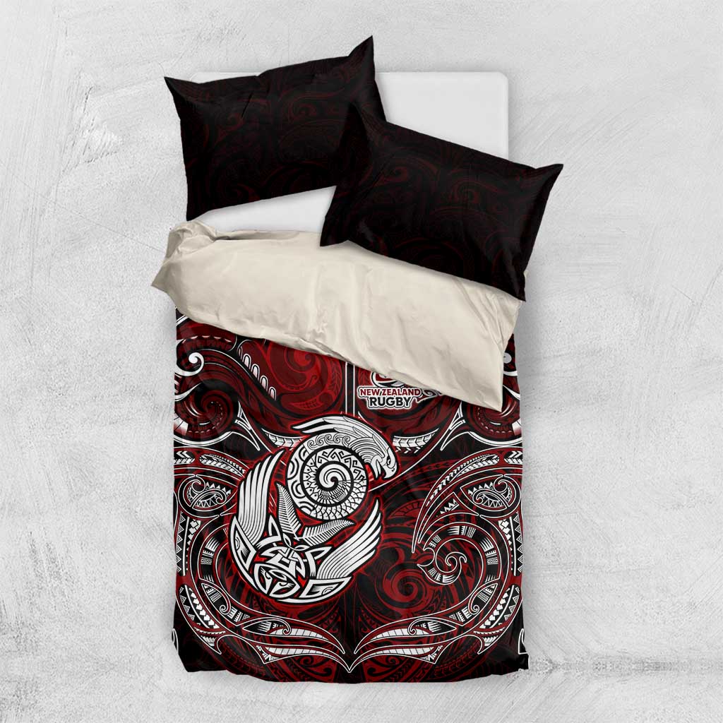 New Zealand Aotearoa Rugby Bedding Set Maori Fern Tattoo Art