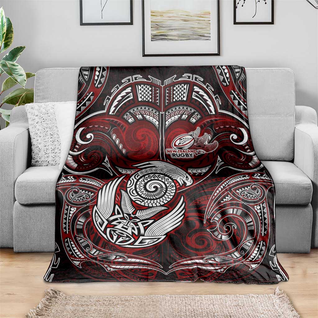 New Zealand Aotearoa Rugby Blanket Maori Fern Tattoo Art