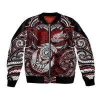 Personalized New Zealand Aotearoa Rugby Bomber Jacket Maori Fern Tattoo Art