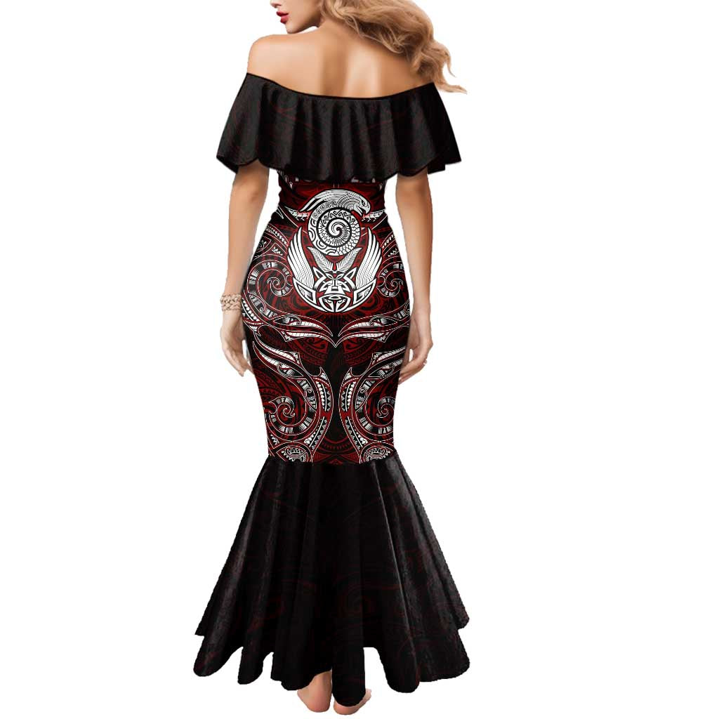 Personalized New Zealand Aotearoa Rugby Family Matching Mermaid Dress and Hawaiian Shirt Maori Fern Tattoo Art DT02 - Polynesian Pride