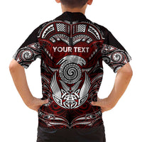 Personalized New Zealand Aotearoa Rugby Family Matching Off Shoulder Short Dress and Hawaiian Shirt Maori Fern Tattoo Art DT02 - Polynesian Pride