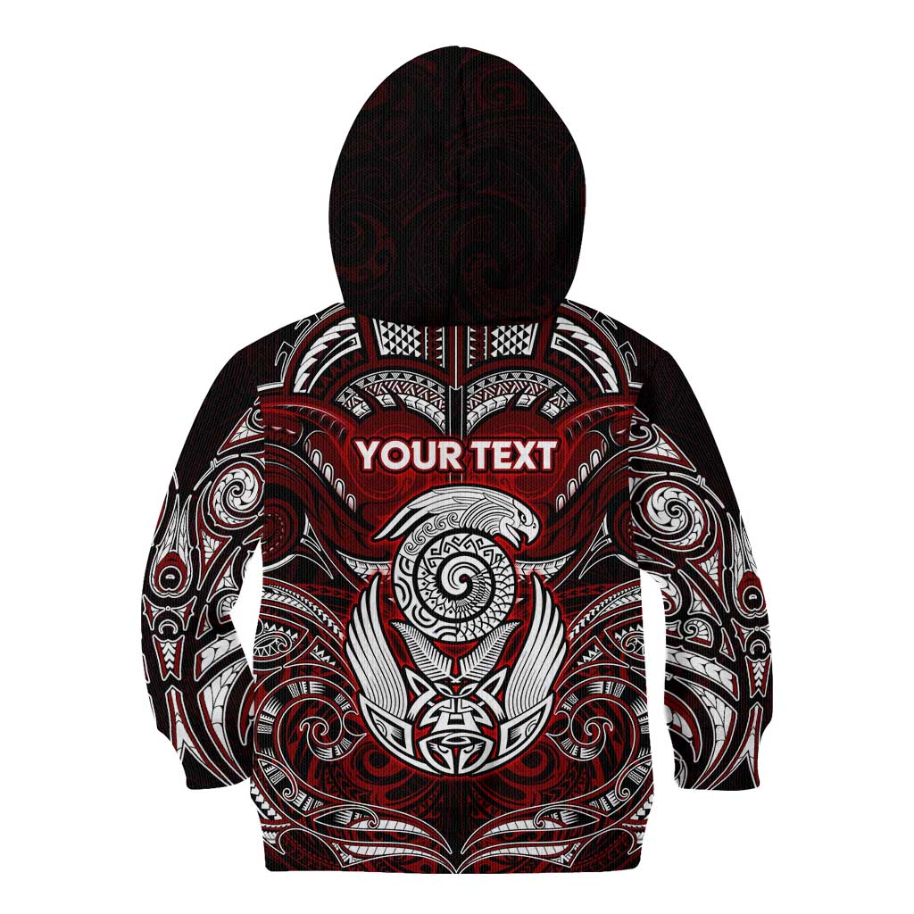 Personalized New Zealand Aotearoa Rugby Kid Hoodie Maori Fern Tattoo Art