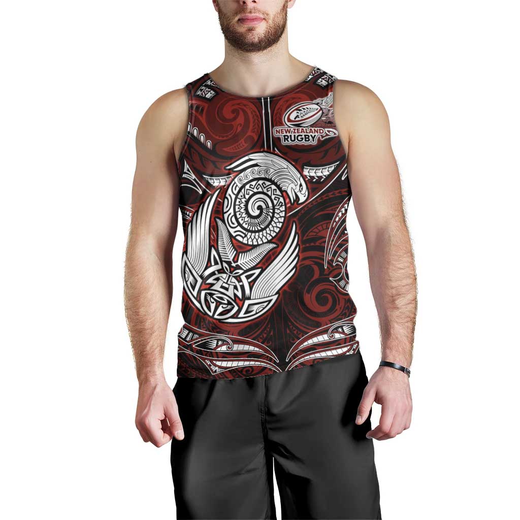 Personalized New Zealand Aotearoa Rugby Men Tank Top Maori Fern Tattoo Art