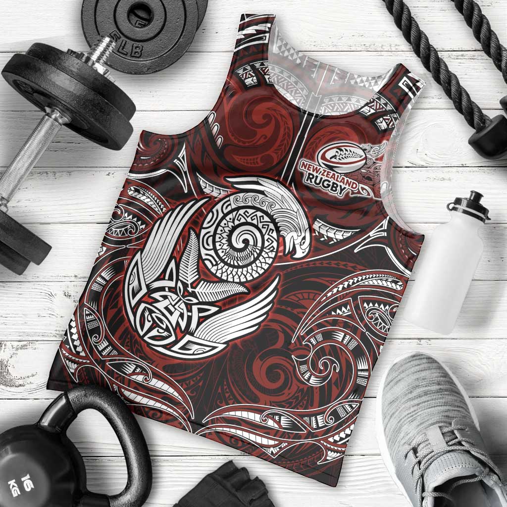 Personalized New Zealand Aotearoa Rugby Men Tank Top Maori Fern Tattoo Art