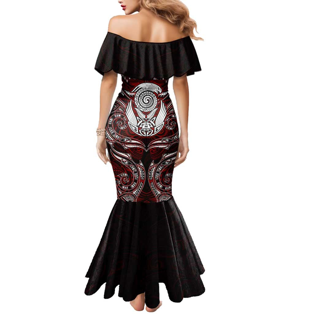 Personalized New Zealand Aotearoa Rugby Mermaid Dress Maori Fern Tattoo Art