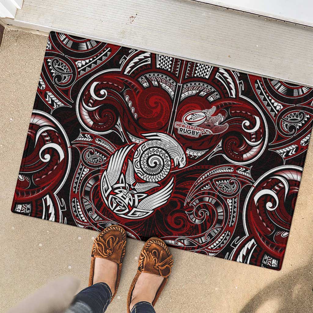 New Zealand Aotearoa Rugby Rubber Doormat Maori Fern Tattoo Art DT02 - Polynesian Pride