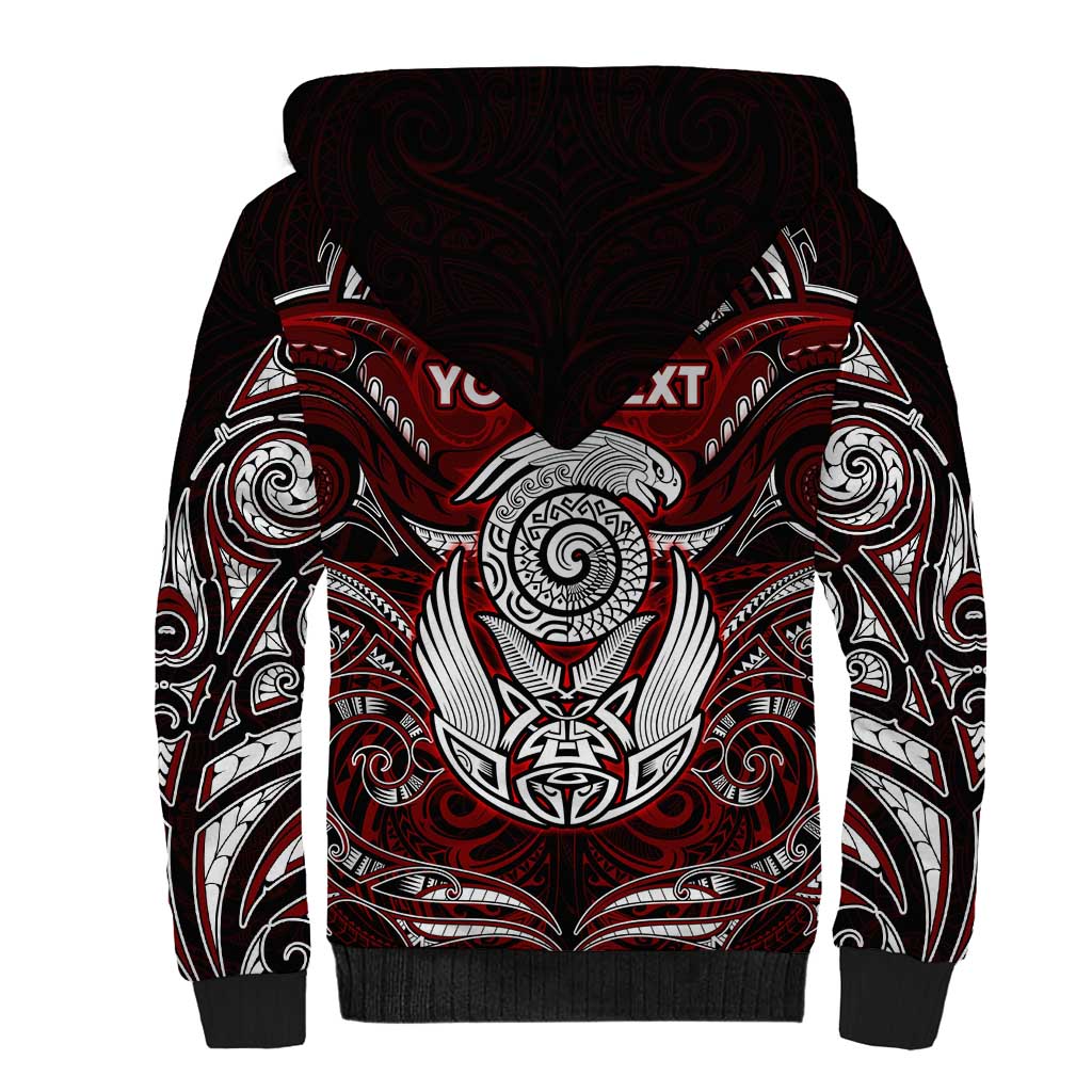 Personalized New Zealand Aotearoa Rugby Sherpa Hoodie Maori Fern Tattoo Art