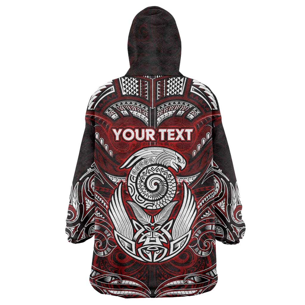 Personalized New Zealand Aotearoa Rugby Wearable Blanket Hoodie Maori Fern Tattoo Art