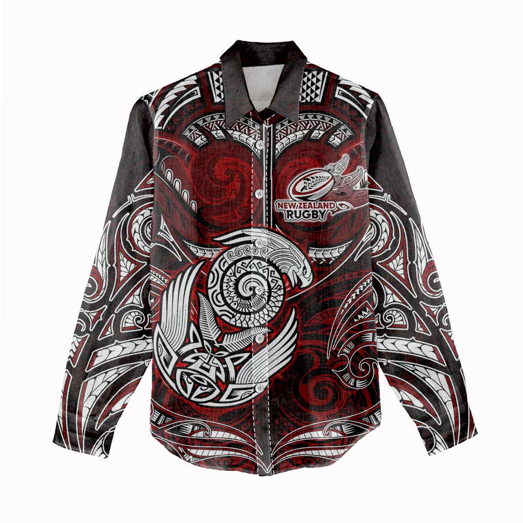 Personalized New Zealand Aotearoa Rugby Women Casual Shirt Maori Fern Tattoo Art DT02 - Polynesian Pride