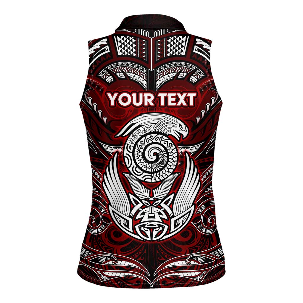 Personalized New Zealand Aotearoa Rugby Women Sleeveless Polo Shirt Maori Fern Tattoo Art