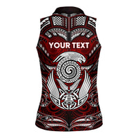 Personalized New Zealand Aotearoa Rugby Women Sleeveless Polo Shirt Maori Fern Tattoo Art