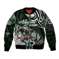 Personalized NZ Aotearoa Rugby Bomber Jacket New Zealand Silver Fern