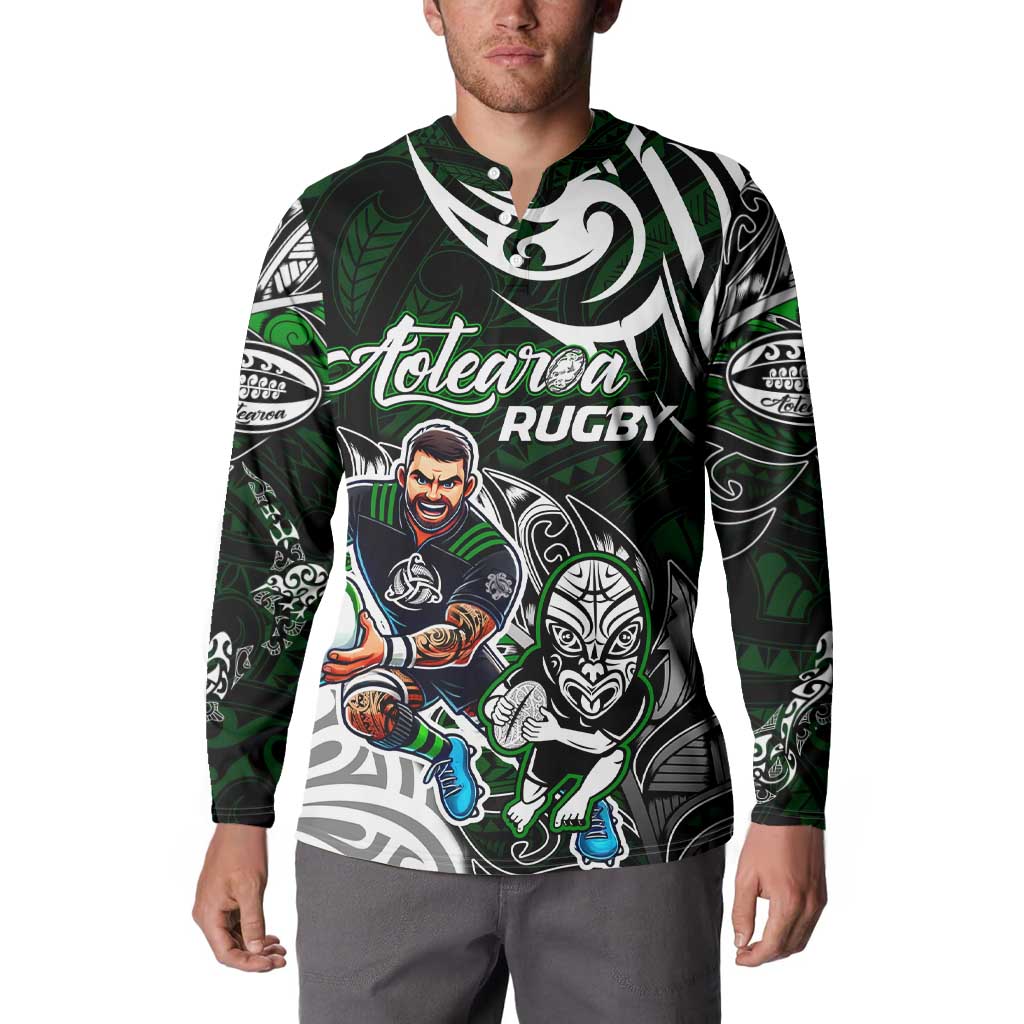 Personalized NZ Aotearoa Rugby Button Sweatshirt New Zealand Silver Fern DT02 - Polynesian Pride