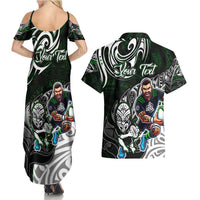 Personalized NZ Aotearoa Rugby Couples Matching Summer Maxi Dress and Hawaiian Shirt New Zealand Silver Fern DT02 - Polynesian Pride