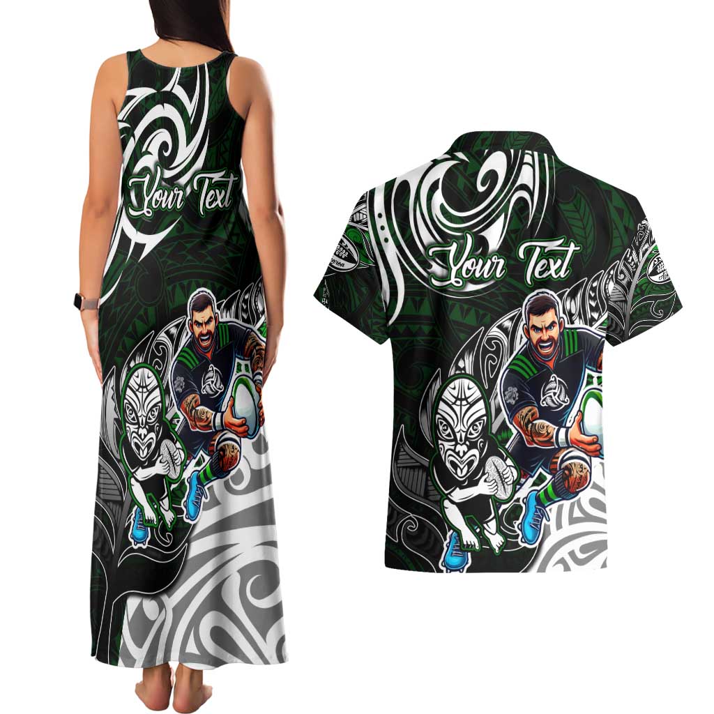 Personalized NZ Aotearoa Rugby Couples Matching Tank Maxi Dress and Hawaiian Shirt New Zealand Silver Fern DT02 - Polynesian Pride