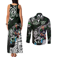 Personalized NZ Aotearoa Rugby Couples Matching Tank Maxi Dress and Long Sleeve Button Shirt New Zealand Silver Fern DT02 - Polynesian Pride