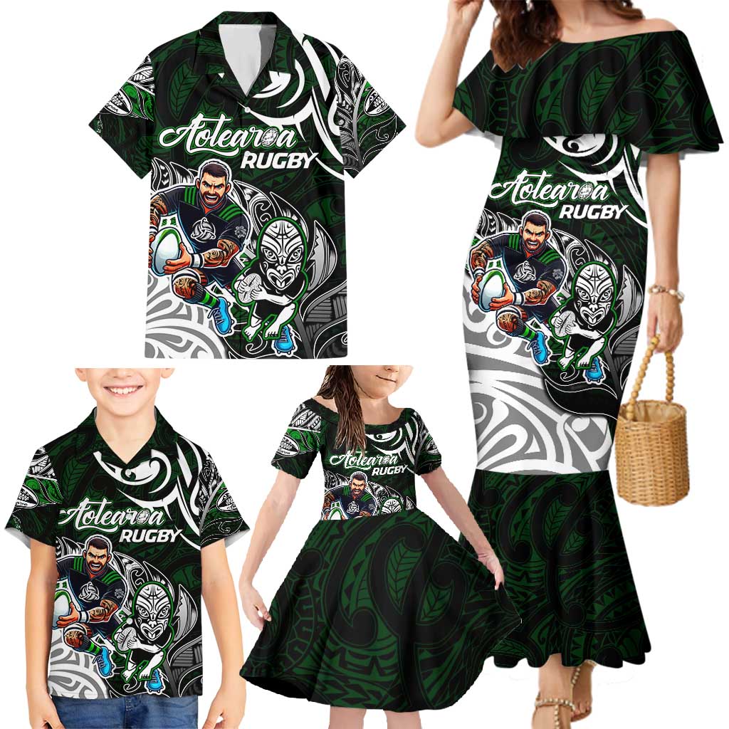 Personalized NZ Aotearoa Rugby Family Matching Mermaid Dress and Hawaiian Shirt New Zealand Silver Fern DT02 - Polynesian Pride