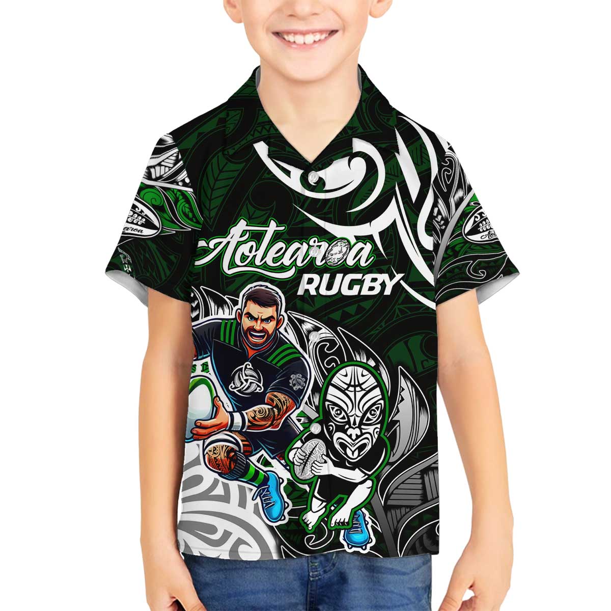 Personalized NZ Aotearoa Rugby Family Matching Off The Shoulder Long Sleeve Dress and Hawaiian Shirt New Zealand Silver Fern