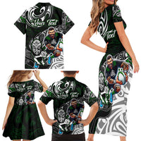 Personalized NZ Aotearoa Rugby Family Matching Short Sleeve Bodycon Dress and Hawaiian Shirt New Zealand Silver Fern DT02 - Polynesian Pride