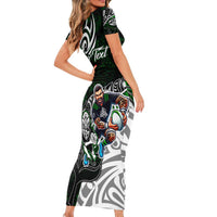 Personalized NZ Aotearoa Rugby Family Matching Short Sleeve Bodycon Dress and Hawaiian Shirt New Zealand Silver Fern DT02 - Polynesian Pride