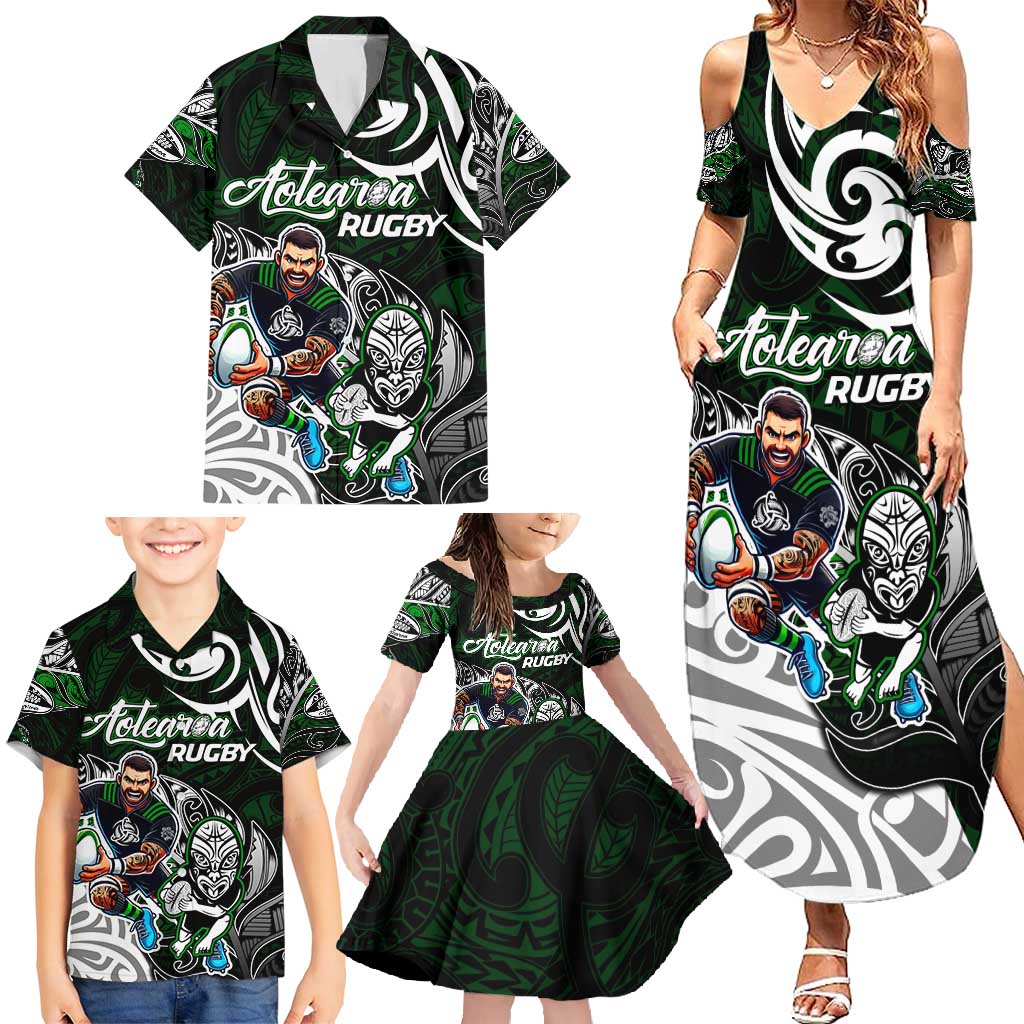 Personalized NZ Aotearoa Rugby Family Matching Summer Maxi Dress and Hawaiian Shirt New Zealand Silver Fern DT02 - Polynesian Pride