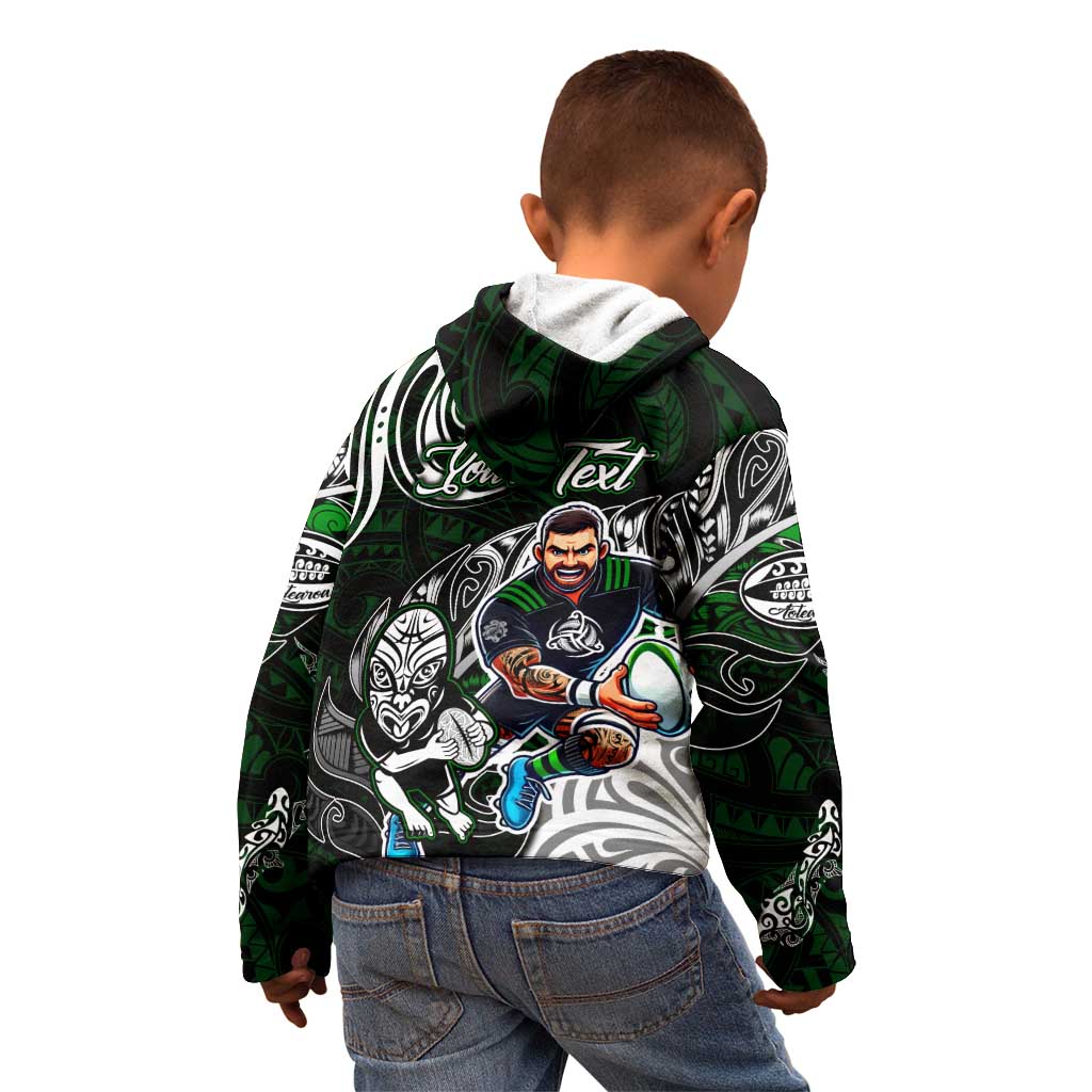 Personalized NZ Aotearoa Rugby Kid Hoodie New Zealand Silver Fern