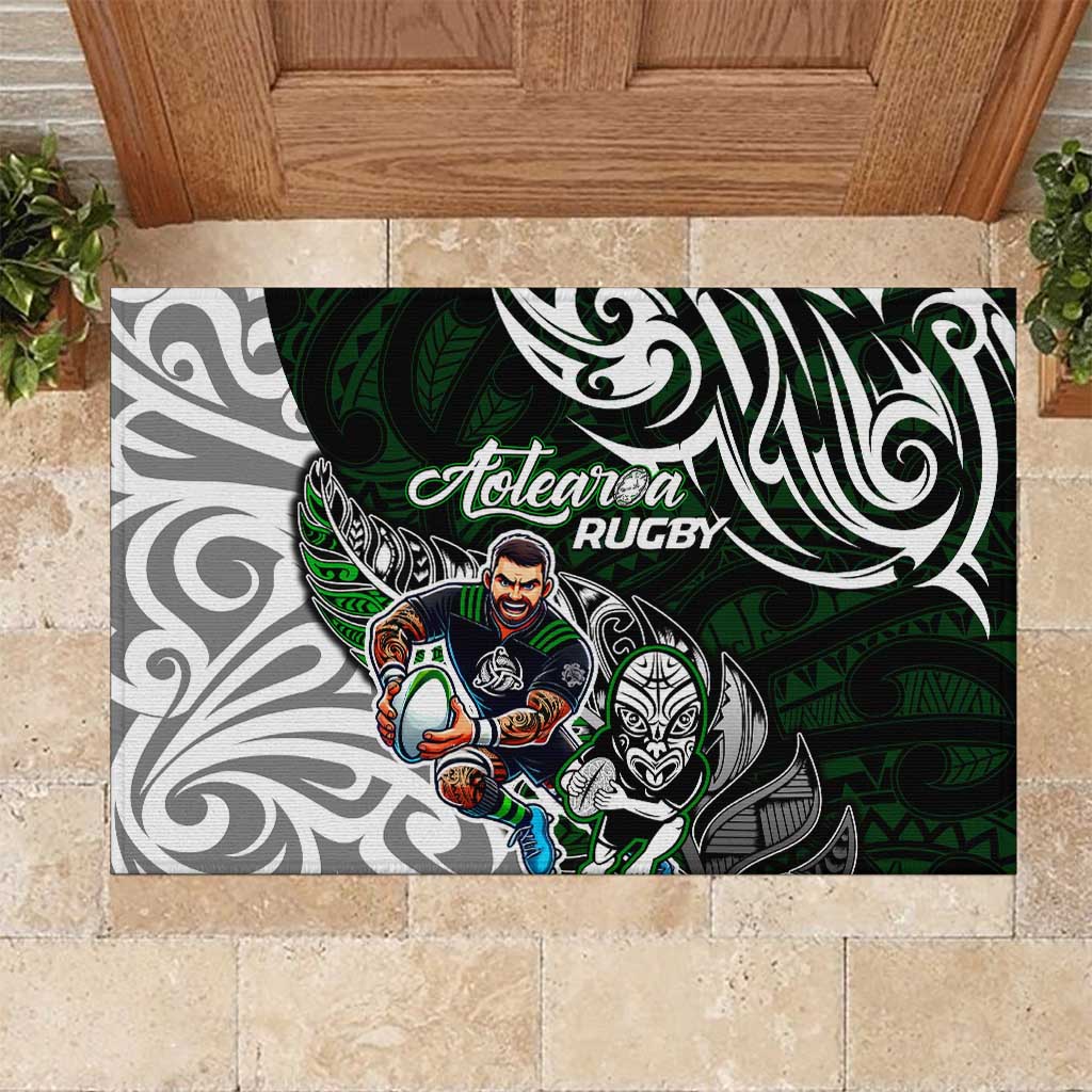 NZ Aotearoa Rugby Rubber Doormat New Zealand Silver Fern