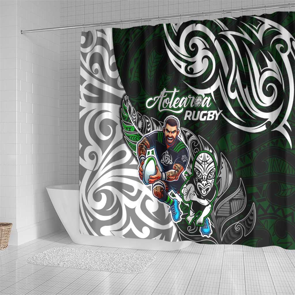 NZ Aotearoa Rugby Shower Curtain New Zealand Silver Fern