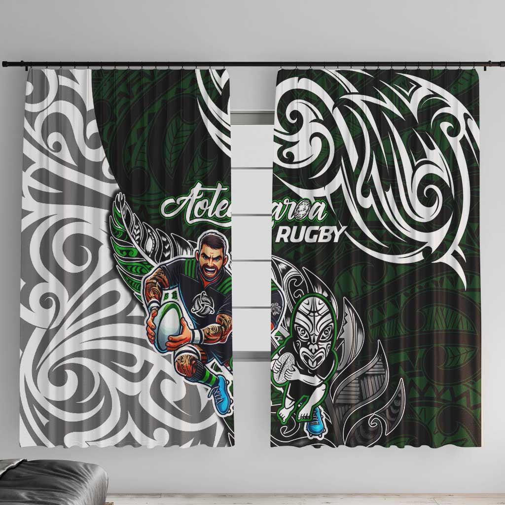 NZ Aotearoa Rugby Window Curtain New Zealand Silver Fern