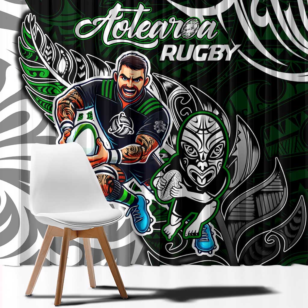 NZ Aotearoa Rugby Window Curtain New Zealand Silver Fern