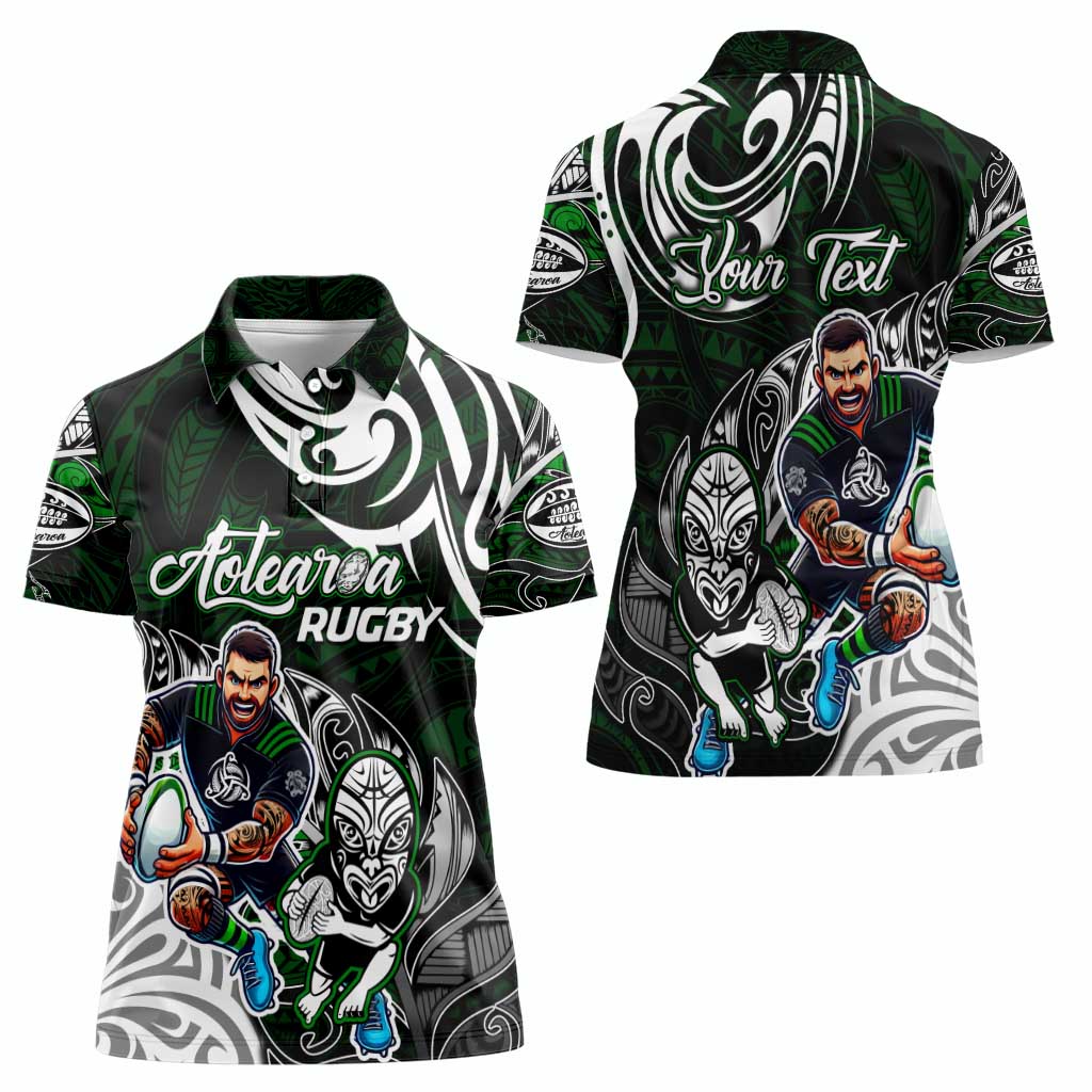 Personalized NZ Aotearoa Rugby Women Polo Shirt New Zealand Silver Fern