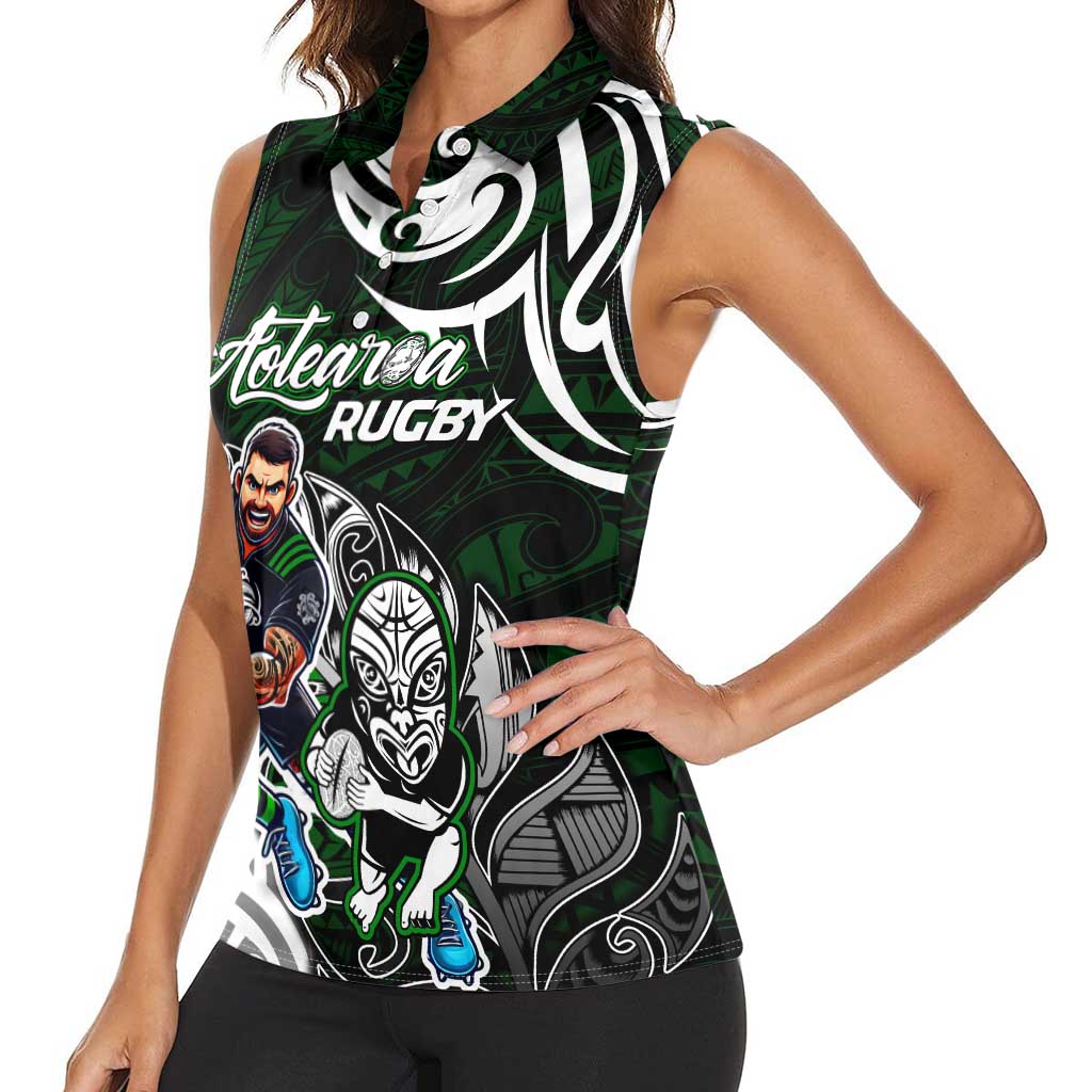 Personalized NZ Aotearoa Rugby Women Sleeveless Polo Shirt New Zealand Silver Fern