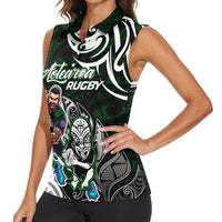 Personalized NZ Aotearoa Rugby Women Sleeveless Polo Shirt New Zealand Silver Fern