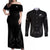 New Zealand Couples Matching Off Shoulder Maxi Dress and Long Sleeve Button Shirt Rugby 2023 Champions Black DT02 Black - Polynesian Pride