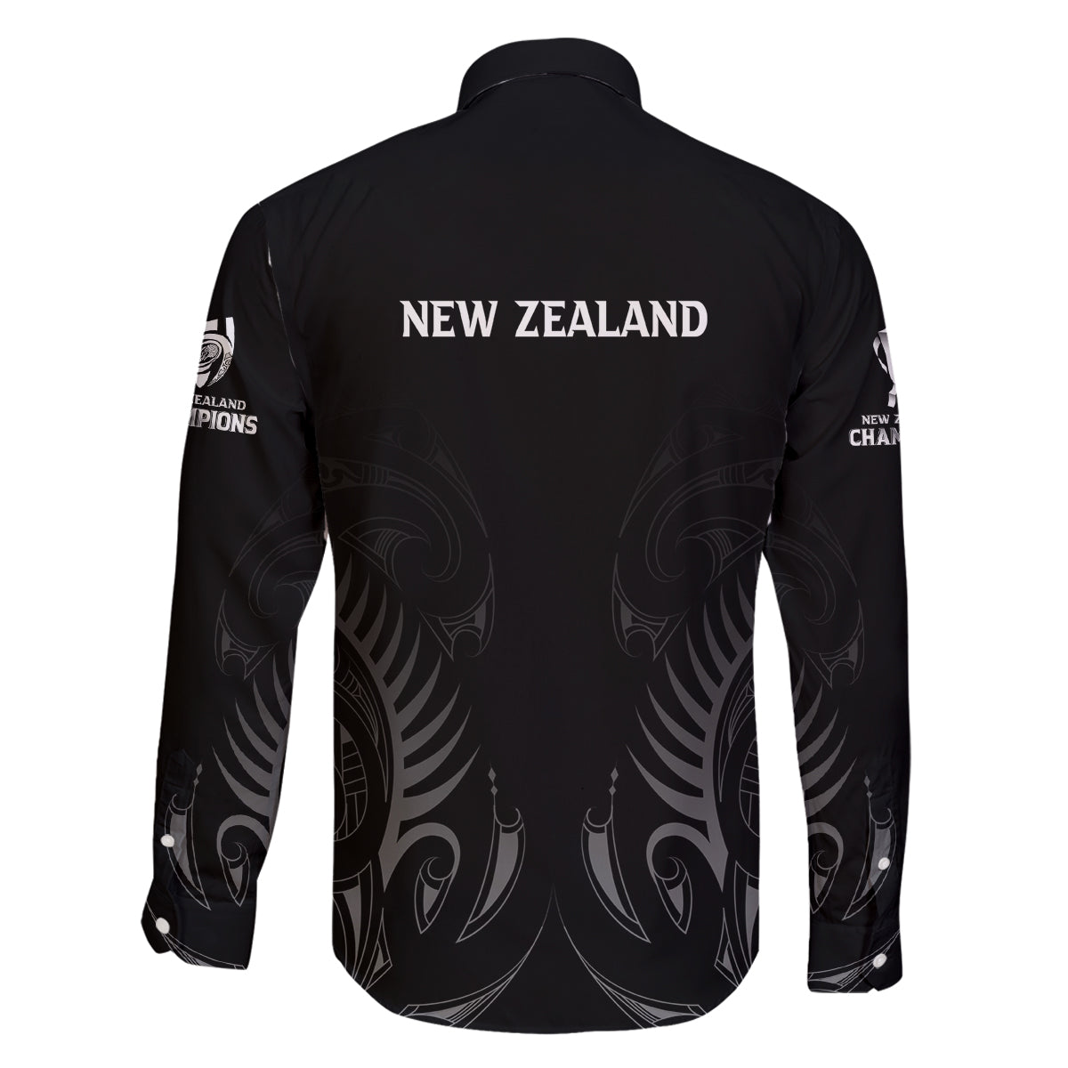 New Zealand Family Matching Off Shoulder Long Sleeve Dress and Hawaiian Shirt Rugby 2023 Champions Black DT02 - Polynesian Pride