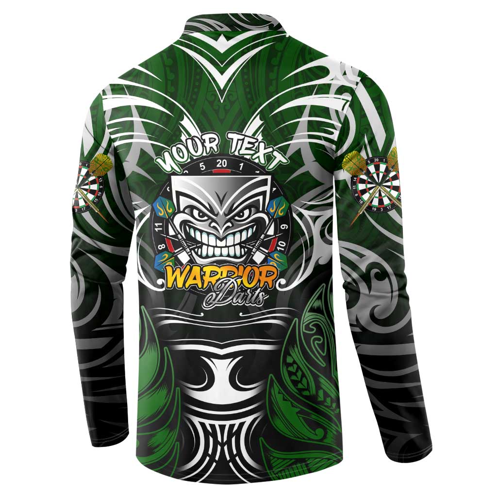 Personalised Warriors Maori Darts Button Sweatshirt New Zealand Darts Silver Fern